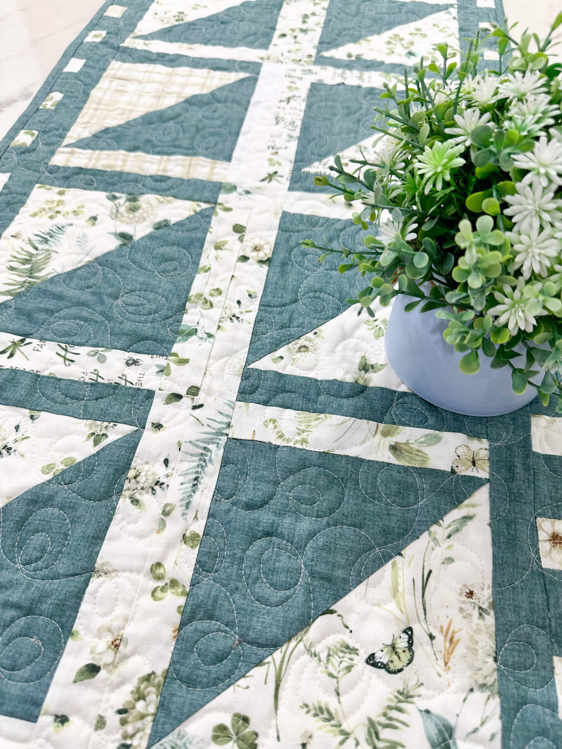 Quilted Table Runner : Green Fields Magic Carpet - The Little 